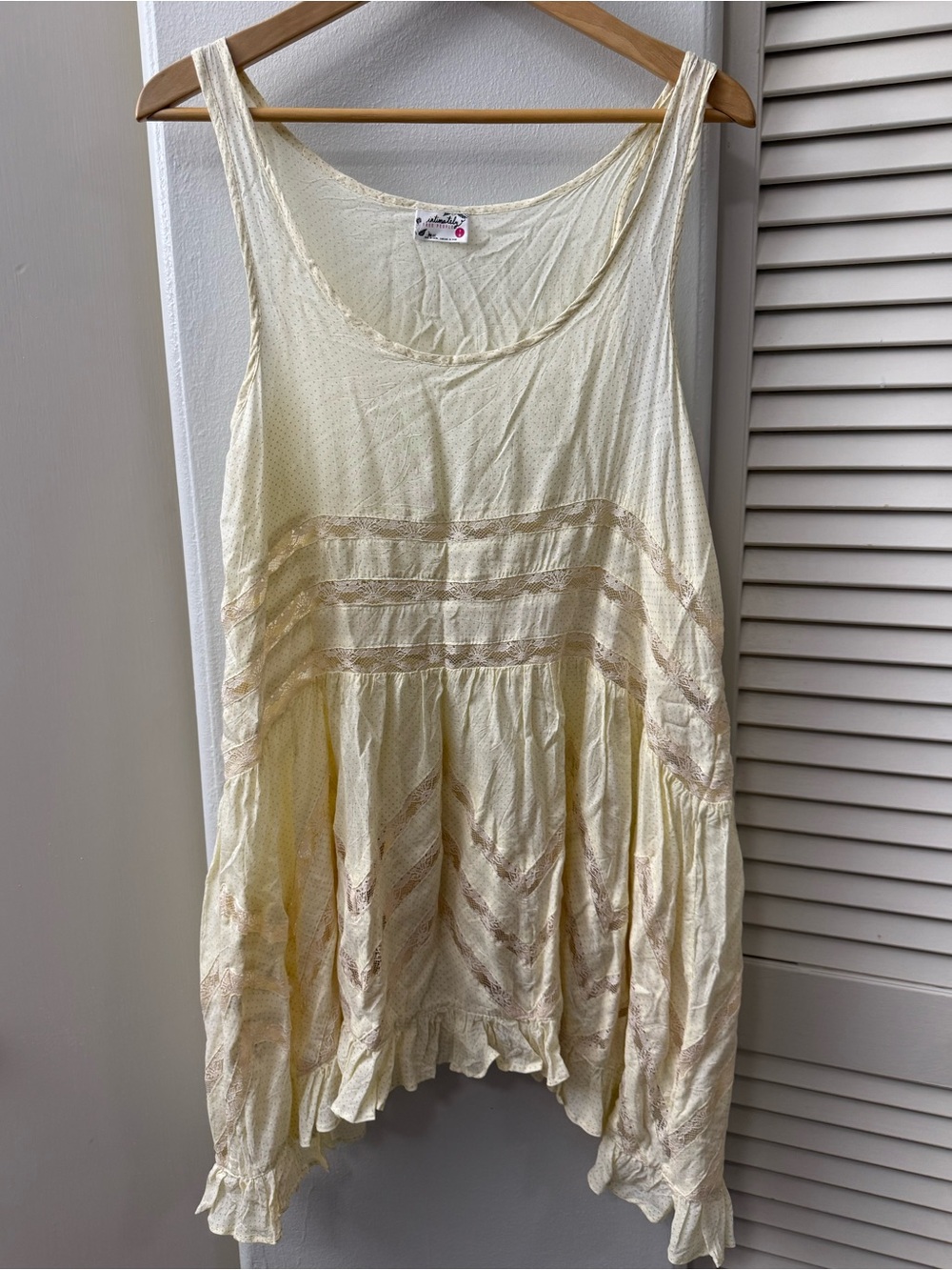 Free People French Vanilla Cream Ruffle Hem Tank Top NWOT